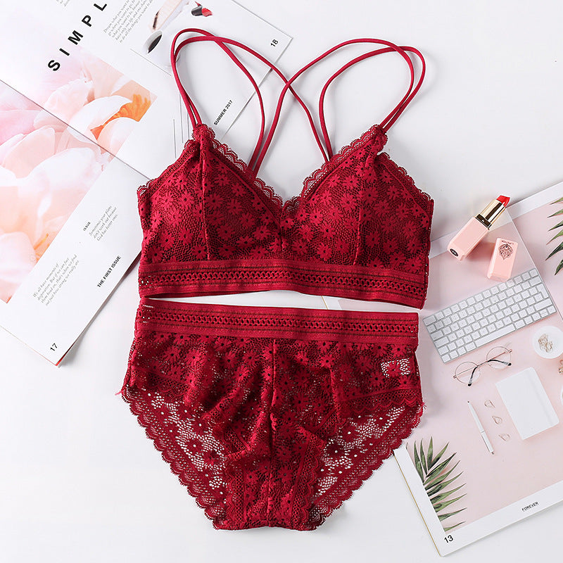Women Lace Bra Sets Seamless Underwear Backless Vest Lingerie