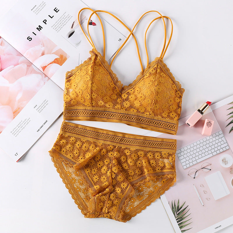 Women Lace Bra Sets Seamless Underwear Backless Vest Lingerie