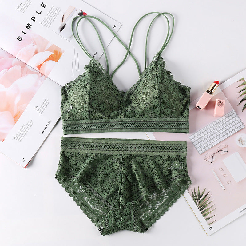 Women Lace Bra Sets Seamless Underwear Backless Vest Lingerie