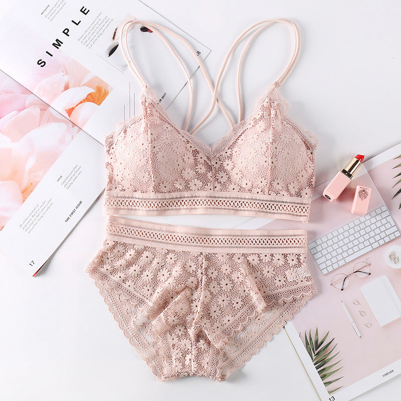 Women Lace Bra Sets Seamless Underwear Backless Vest Lingerie