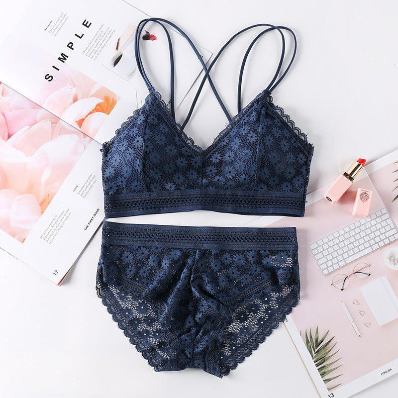 Women Lace Bra Sets Seamless Underwear Backless Vest Lingerie