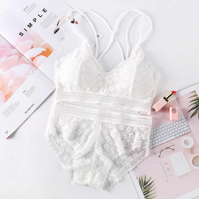 Women Lace Bra Sets Seamless Underwear Backless Vest Lingerie